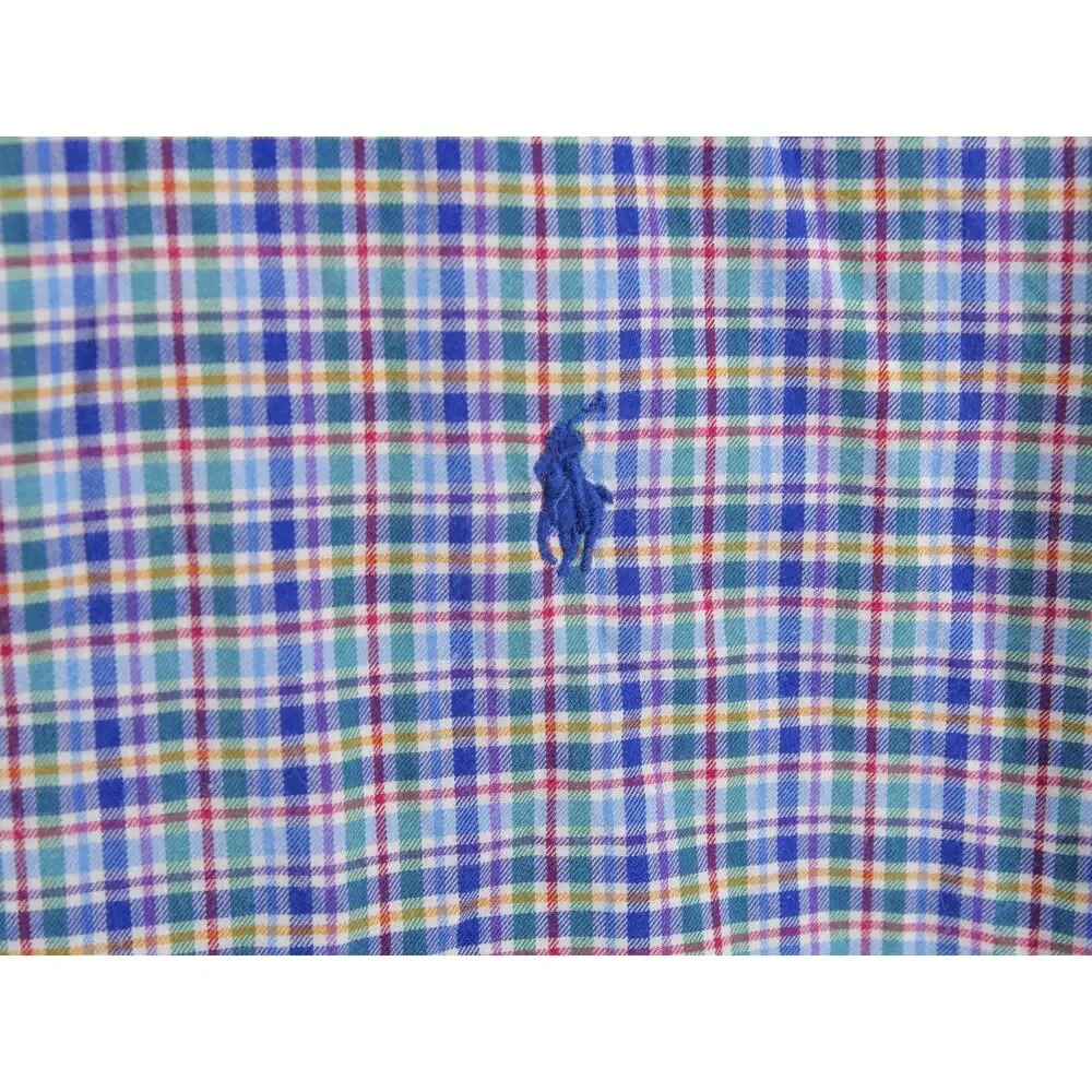 Polo Ralph Lauren Men's XL Blue Multi-Color Plaid Button Down Shirt Long Sleeve